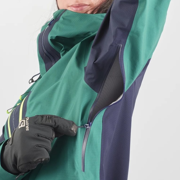 Green / Navy Salomon Outpeak GTX 3L Women's Shell Jackets | IE ML5074